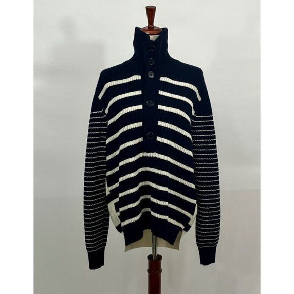 EOLAS Sz M Medium Navy Stripe Cashmere Wool Sweater Parker - Picture 8 of 10